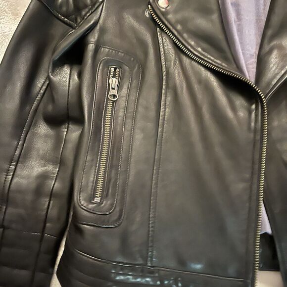 Boden Jacket Black 100% Leather Moto Biker Asymmetrical Zipper Size 4 EUC Gorg - Picture 3 of 16